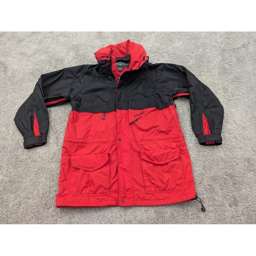 Vintage Jansport Jacket Mens Large Full Zip‎ Snap Lined Red Hoodie